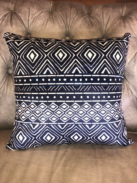 Velvet Pillow - Blue Geometric